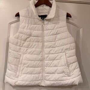 GAP Women's White Puffer Vest Zipper pockets LP